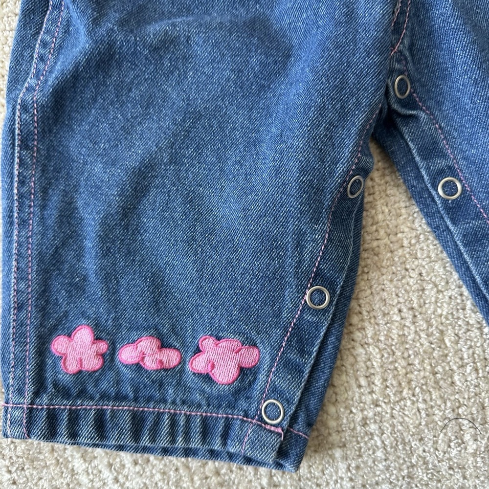 Vintage Furby Overalls Size 12 Months 90's Y2K Pink Denim Jeans Outfit Romper - Picture 5 of 14
